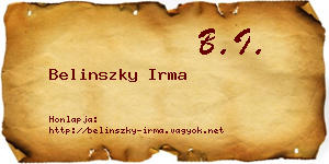 Belinszky Irma névjegykártya